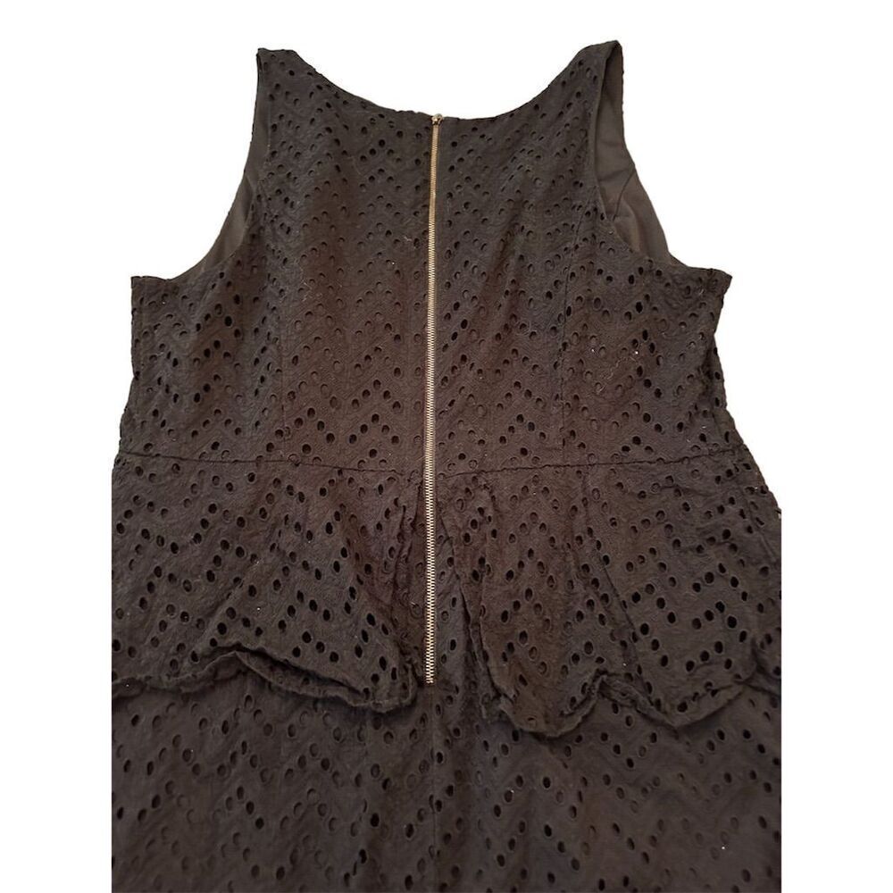 Lane Bryant Women's Size 16 Black Eyelet Peplum Knee Length Dress - Picture 8 of 10